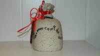 Tirelire en grès avec inscription "    " avec fond amovible en grès